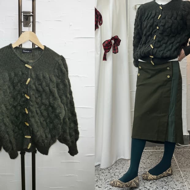 toggle khaki cardigan