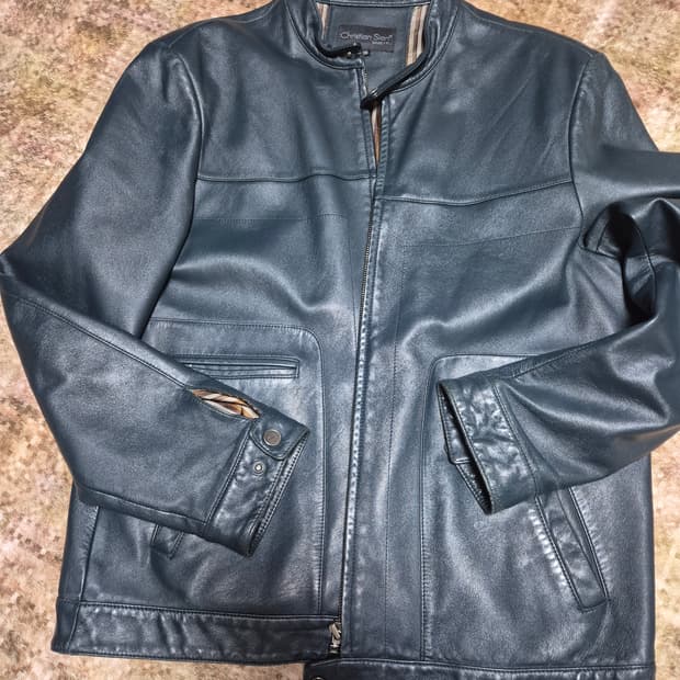 크리스찬시앙 Christian Sian 양가죽 메탈릭 바이커 자켓 xl