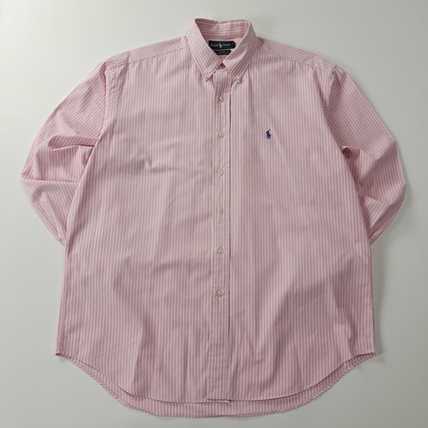 CK268 L 폴로 90s 홍콩판 핑크 스트라이프 셔츠 남방