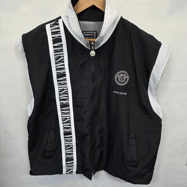 베르사체 빈티지 올드스쿨 방풍 베스트 집업조끼 L xl