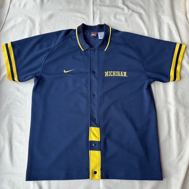 나이키 미시간 대학교 메이즈 앤 블루 웜업 반팔 셔츠 XL