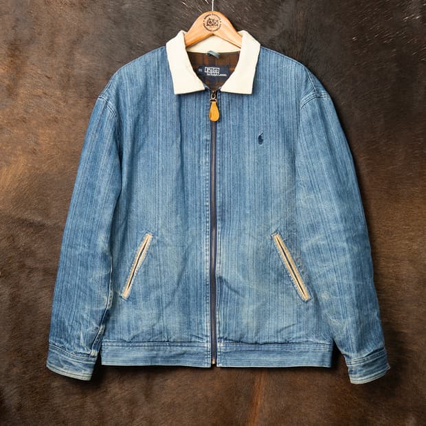 [108] 90s~ 폴로 랄프로렌 블랭킷 라이닝 데님자켓 스윙탑 