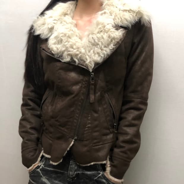 빈티지 딥브라운 무스탕 자켓