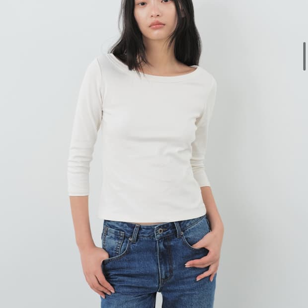 시티브리즈 코튼 보트넥 긴팔 티셔츠(white)