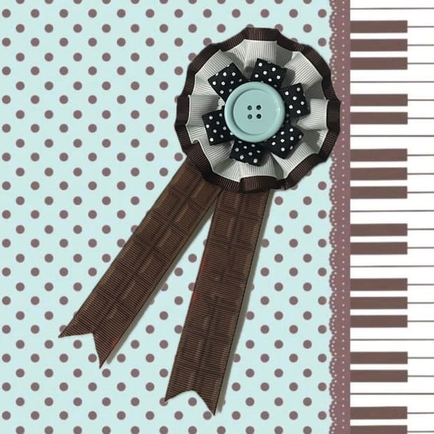 ♪rosette badge 민트초코 도트 리본 로제트 뱃지 라떼갸루