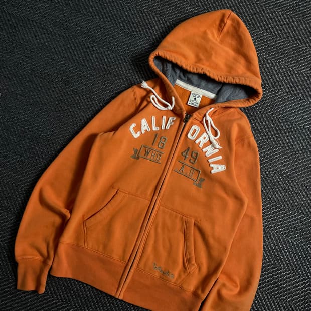 후아유 y2k 올드스쿨 스펠아웃 오렌지 후드집업 y 4155