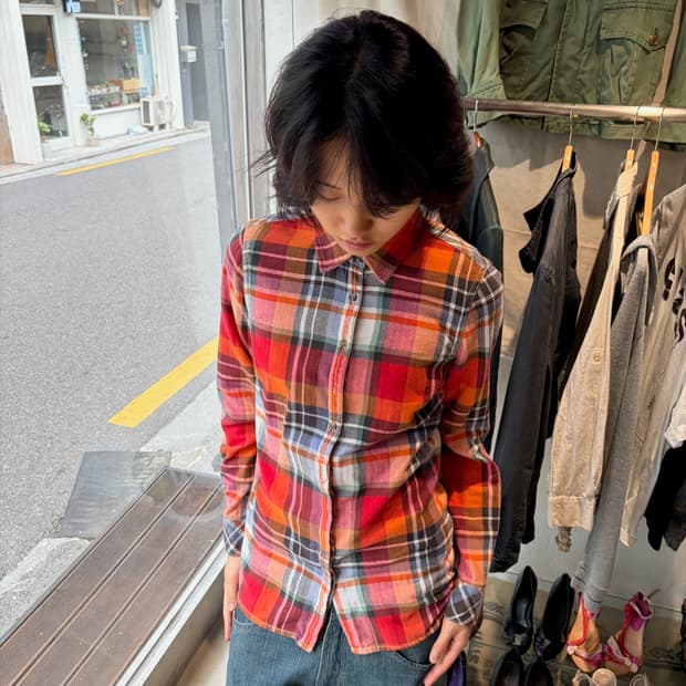 Tommy Hilfiger 체크 플라넬 셔츠 S