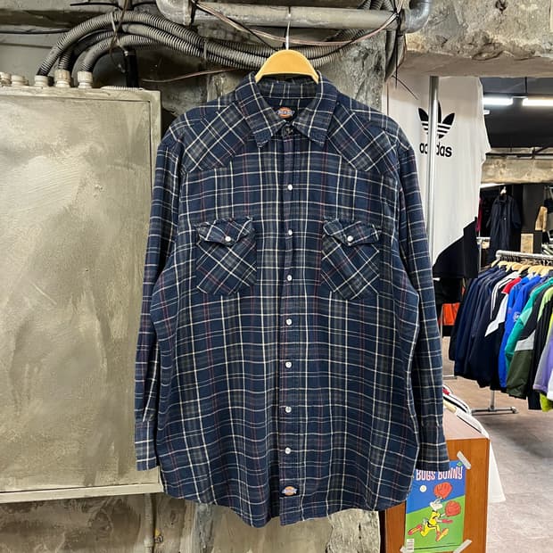 디키즈 버튼 체크 셔츠 네이비 XL #csz2887