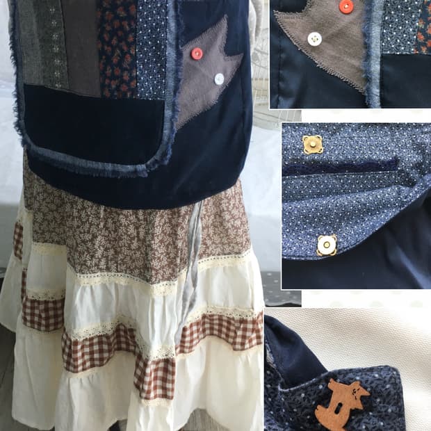 [HANDMADE] 핸드메이드 고양이 패치 크로스백 빈티지 모리걸
