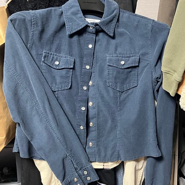 애즈온 코듀로이 셔츠 블루그린