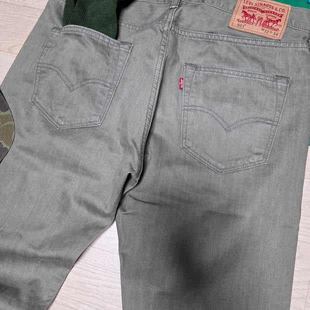 (2~3번 착)LEVIS 501 연카키 올리브 데님 청바지 진 리바이스 