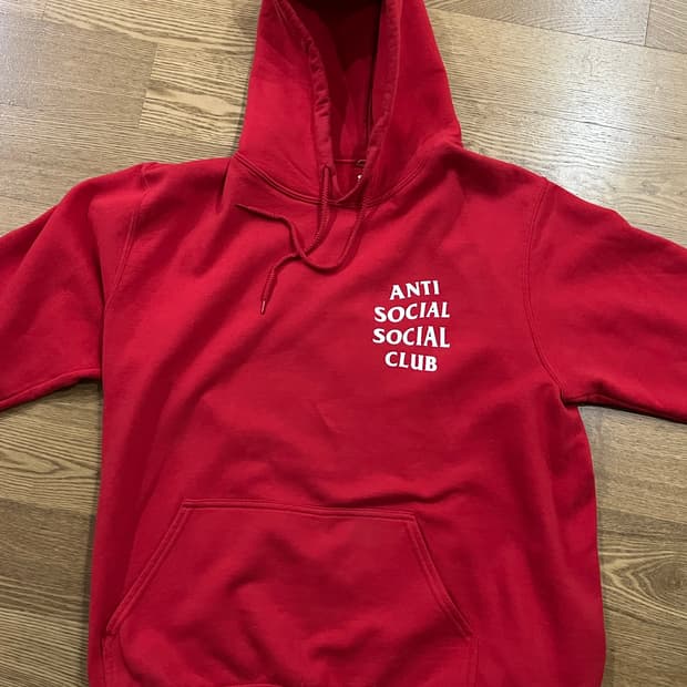 안티소셜소셜클럽 레드 후드티 xl