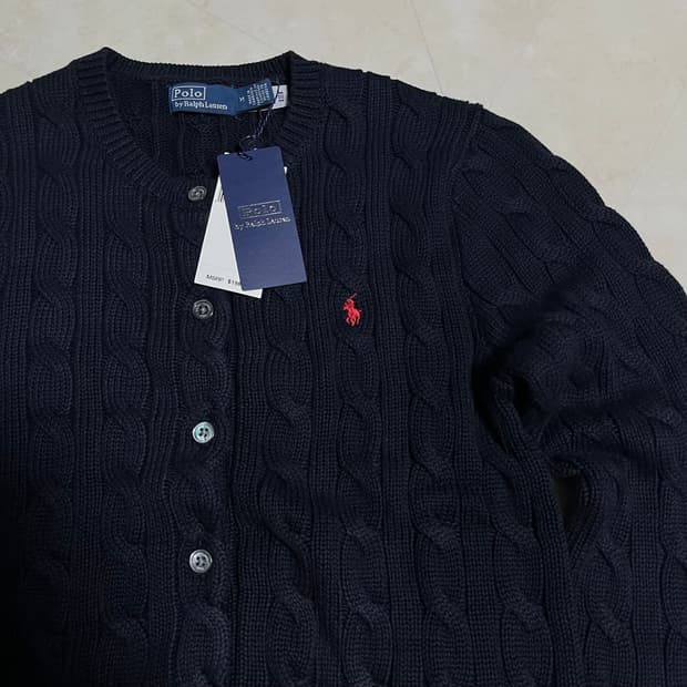 새상품(M) 폴로 랄프로렌 케이블 가디건 네이비블루 W