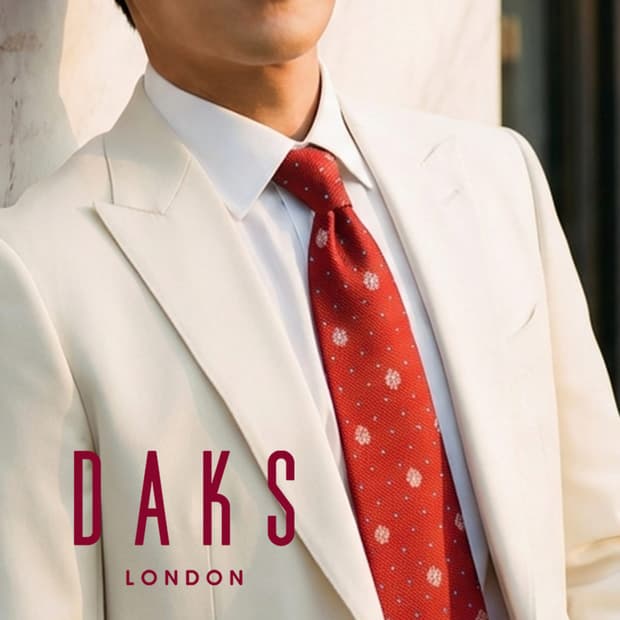 닥스 실크 레드 로고 자수 패턴 넥타이 8.6cm S~A+등급 E819
