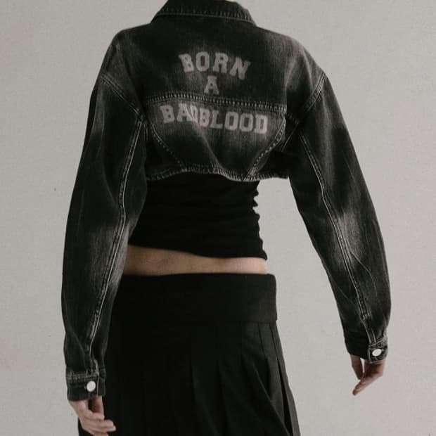 배드블러드 엑스트라 크롭 데님 트레커 자켓 s