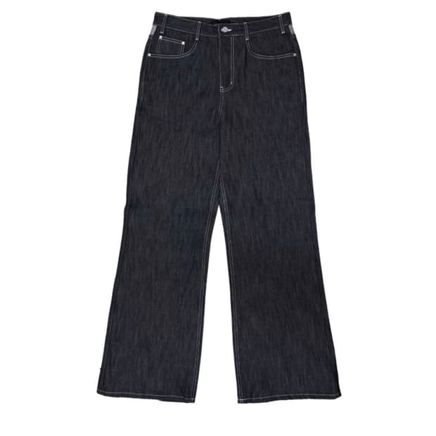 Back line straight pants raw denim