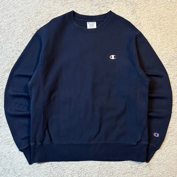 챔피온 CHAMPION 리버스위브 맨투맨 네이비