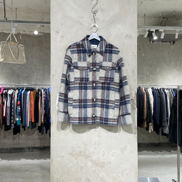 이자벨 마랑 에뚜왈 체스트 포켓 개스톤 체크 자켓