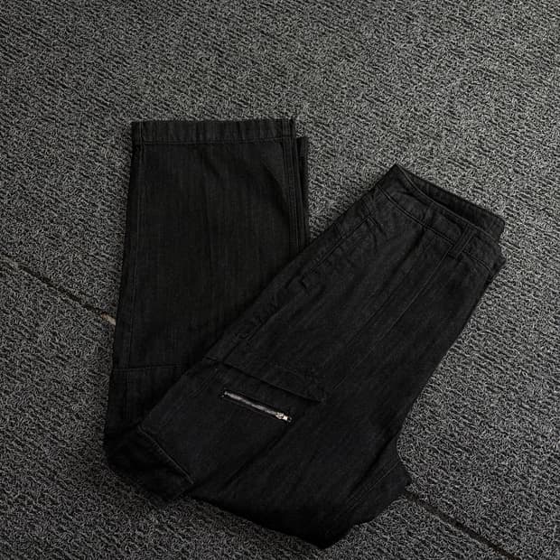 미나브 와이드핏 멀티포켓 퍼티그 흑청 카고 팬츠 1737