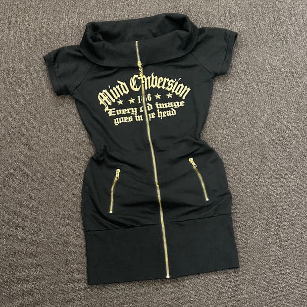 L)Japanese vintage 여성 y2k 하이넥 숏슬리브