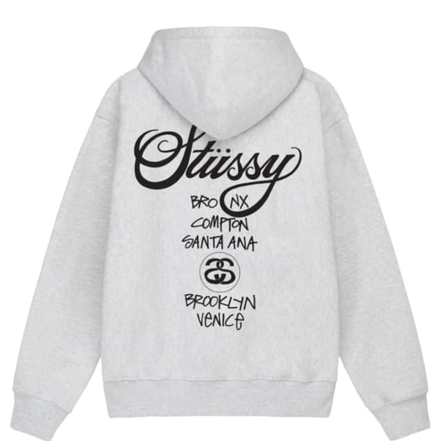 스투시 월드투어 애쉬헤더 후드티 s