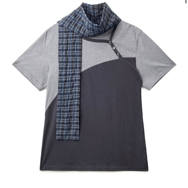 해칭룸 Scarf Tee Blue Charcoal
