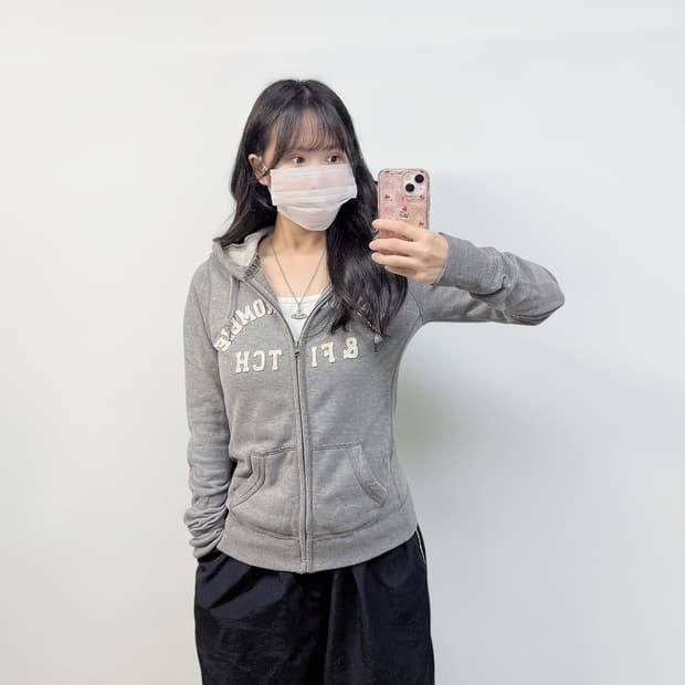 아베크롬비 아치 로고 후드집업 그레이