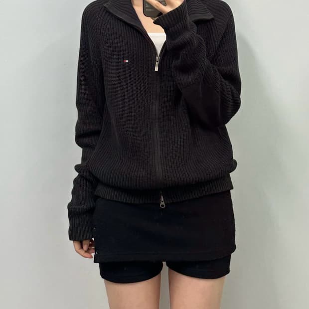 타미힐피거 블랙 투웨이 하찌 니트집업 