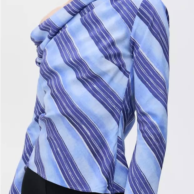 Mango asymmetry stripe blouse 