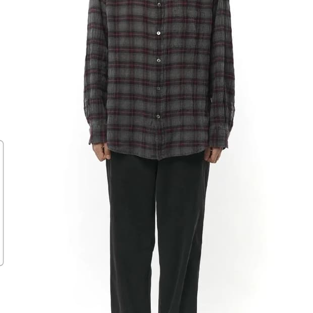 3(L) 이얼즈어고 더티 워시드 포이카 셔츠 더스티 블랙 레드