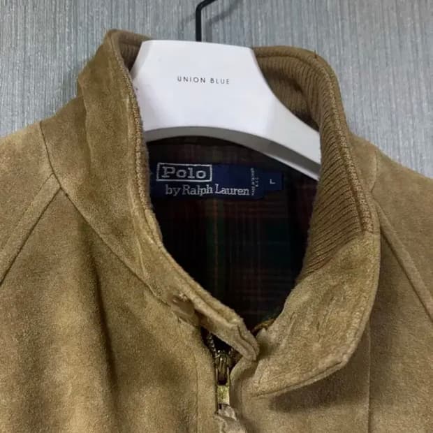 90s 폴로 스웨이드 헤링턴 자켓 L 베이지