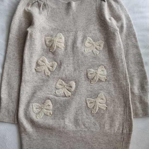 빈티지 모리걸 하구미 갸루 리본 니트