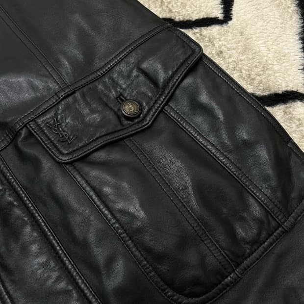 [실측XL]YSL 90s 빈티지 양가죽 사파리 자켓/블랙