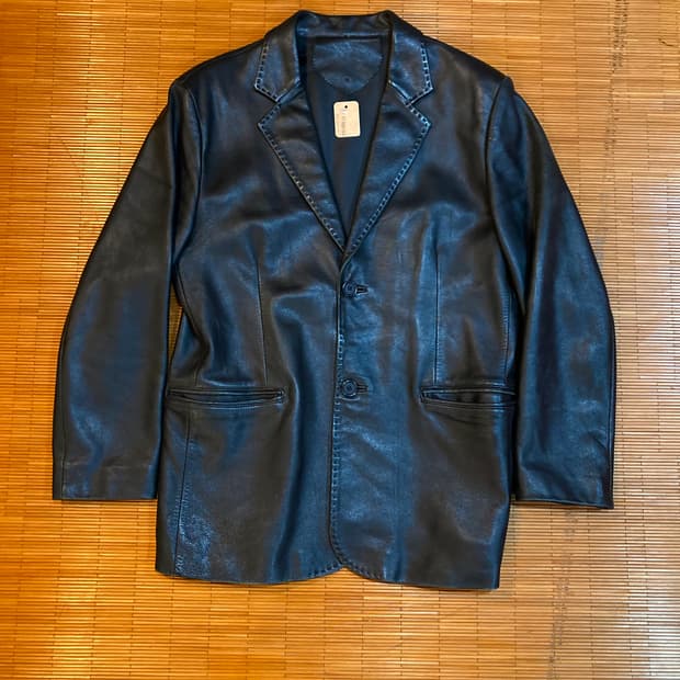 램스킨 투버튼 싱글 레더자켓