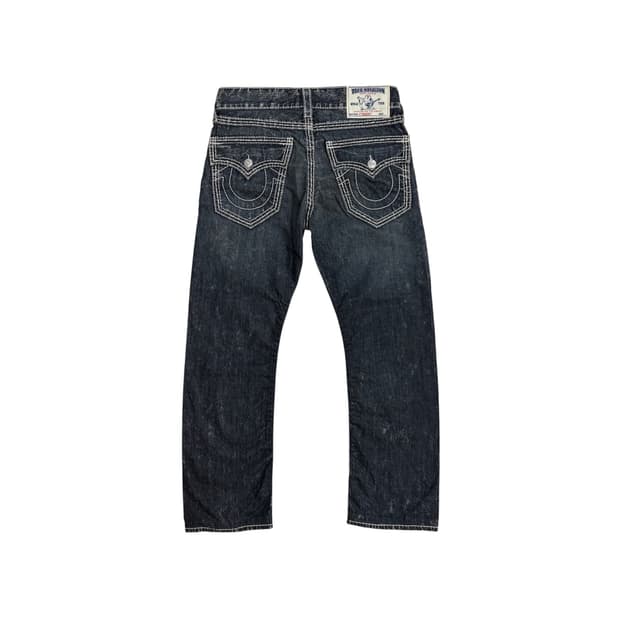 트루릴리젼 스트레이트 스티치 데님 팬츠 흑 청바지 31 트루릴리전 바지