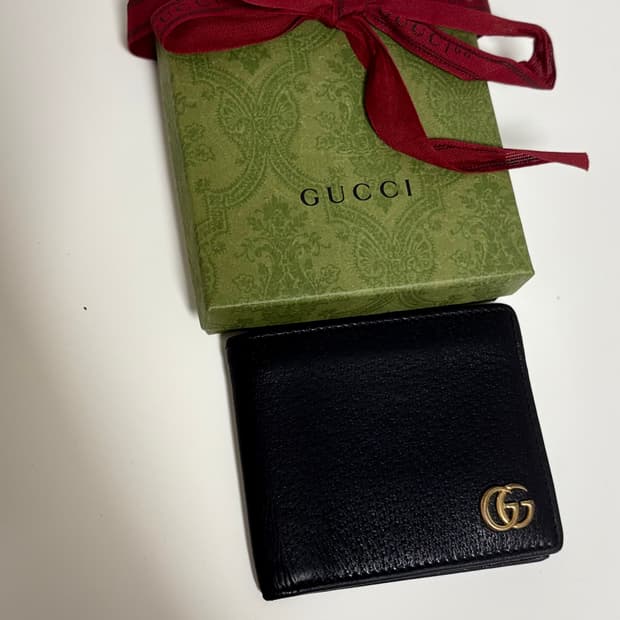 (정품)구찌 GG 마몬트 반지갑 블랙