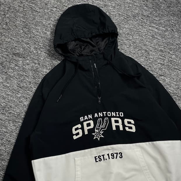 NBA 샌안토니오 스퍼스 빅로고 우븐 아노락 웜업y 1513