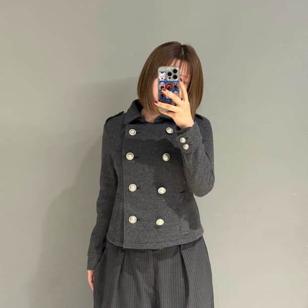 inner stripe point double button jacket