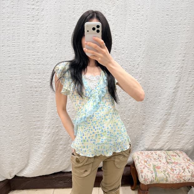 mint petal lace blouse