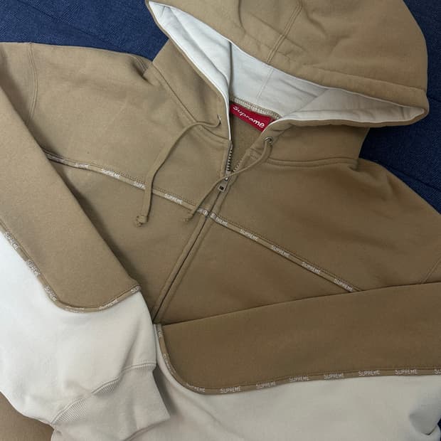 25fw 슈프림 파이핑 집업 후드 다크 탄 새상품 L