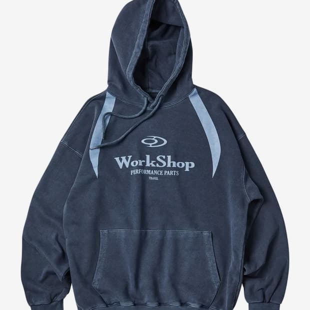 트래블 워크샵 디비전 피그먼트 후드티 다크 블루