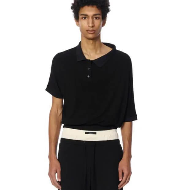 [2] 레이블리스 BLACK ASYMMETRIC POLO SHIRT
