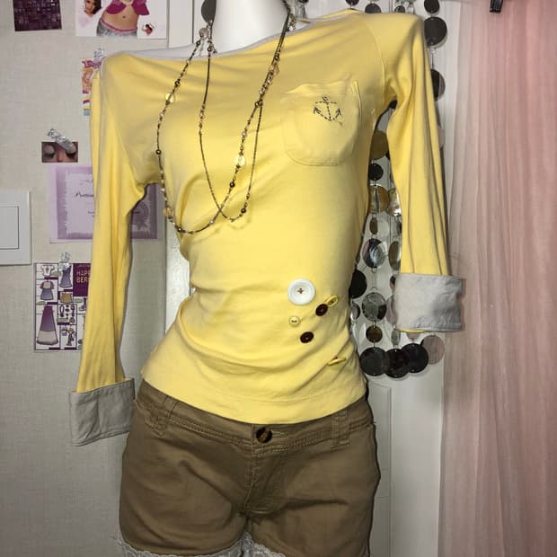 baby yellow button top 