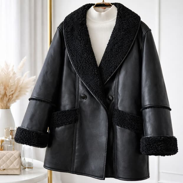 줄로그 인조 무스탕 블랙 숄카라