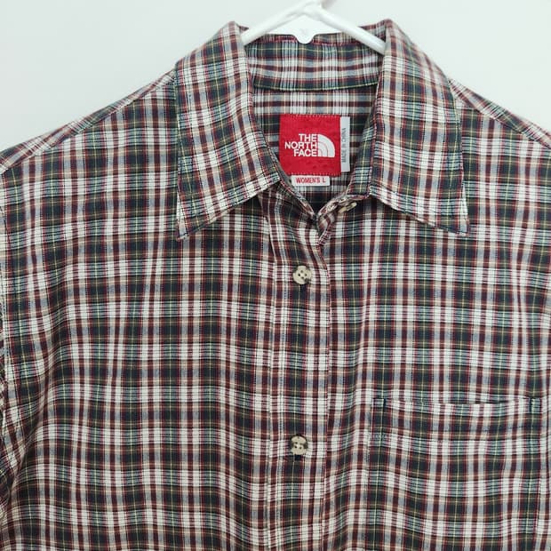 일본 노스페이스 체크 셔츠 L