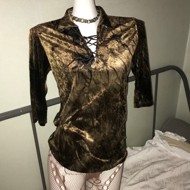 Pan Planning 오네갸루 브라운 벨벳 코르셋 티