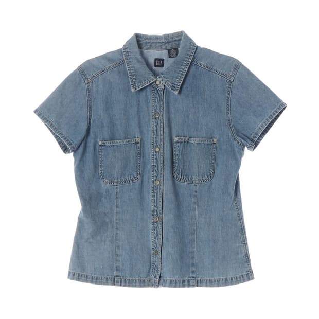 GAP 빈티지 중청 반팔 데님 셔츠 M