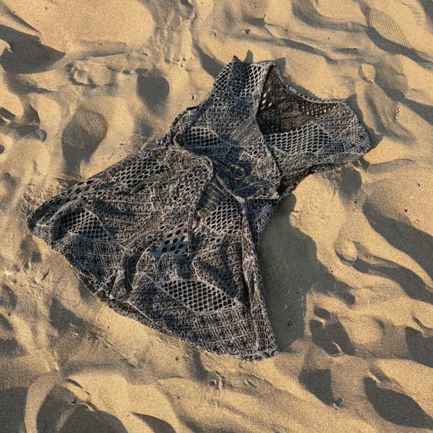 90-00s Mesh Crochet Cover-up Mini Dress