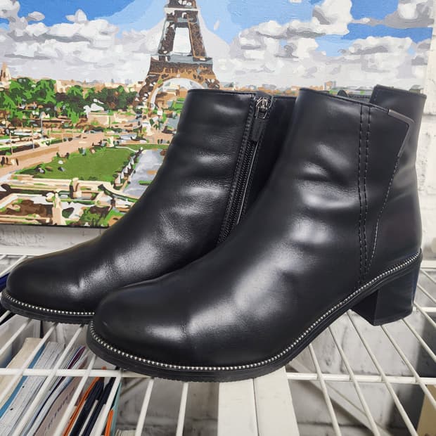 탠디 여성앵클부츠 250 블랙 가죽부츠 HD27