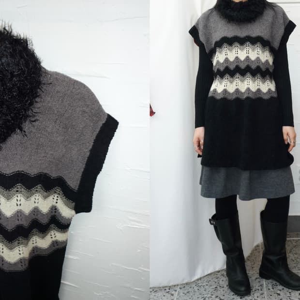 Fur neck vintage vest